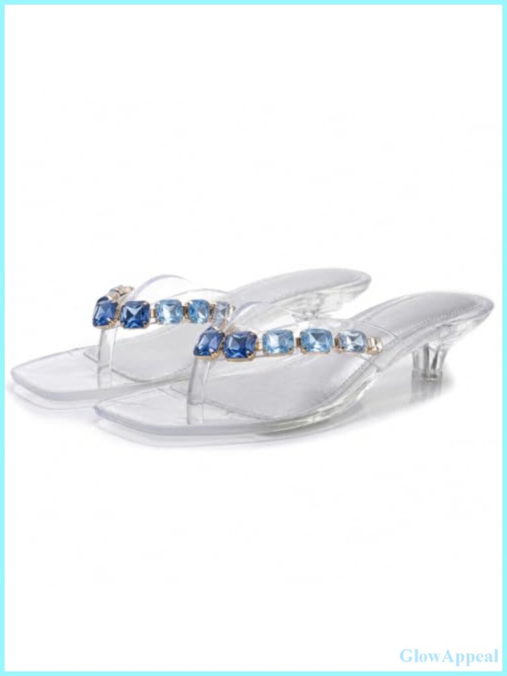 Womens Rhinestone Jelly Flip-Flops Kitten Heel Thong Sandals Beach